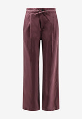 Brunello Cucinelli Drawstring Linen Pants Burgundy ML118P9217C9275_RHUBARB_54420942