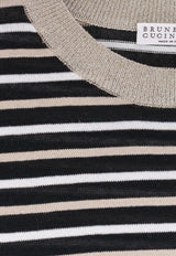 Brunello Cucinelli Long-Sleeved Stripe Sweater Multicolor M1T272310CSI26_NEROPANAMABISCOTTO_54420944