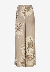 Brunello Cucinelli Floral Print Silk Pants Khaki MQ967P9229C009_Kaki_54420912