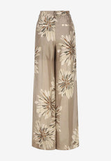 Brunello Cucinelli Floral Print Silk Pants Khaki MQ967P9229C009_Kaki_54420912