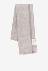 Brunello Cucinelli Logo Label Linen Scarf Gray MSC695AGCR762_JUTAGRIGIO_54420984