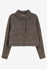Brunello Cucinelli Cropped Denim Jacket Olive MB1257801C004_OLIVEGREEN_54420965