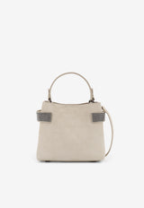 Brunello Cucinelli Small Essence Suede Top Handle Bag Ivory MBDLD2499C8905_Ivory_54420835
