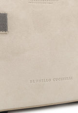 Brunello Cucinelli Small Essence Suede Top Handle Bag Ivory MBDLD2499C8905_Ivory_54420835