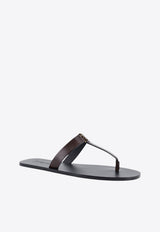 Saint Laurent Babylone Leather Thong Sandals Brown 863525DWETT2023_ULTRA DARK BROWN_44132552