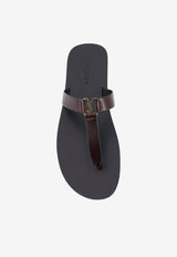 Saint Laurent Babylone Leather Thong Sandals Brown 863525DWETT2023_ULTRA DARK BROWN_44132552