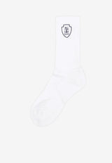 Brunello Cucinelli Logo Embroidered Socks White MCS95585TCR59_BIANCOGRIGIOCHIARO_54420887