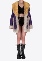 Prada Fur-Trimmed Coat Purple 56636B1H44_F0RXM