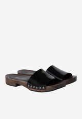 Miu Miu Logo Plaque Patent Leather Slides Black 5Z425EFA030069_F0002