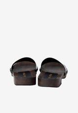 Miu Miu Logo Plaque Patent Leather Slides Black 5Z425EFA030069_F0002