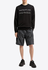 Moncler Logo Print Crewneck Sweatshirt Black L10918G0000489AZY_999