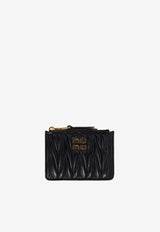 Miu Miu Matelassé Leather Logo Zip Cardholder Black 5MC093AFPP_F0002