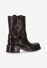 P.A.R.O.S.H Buckled Leather Ankle Boots Brown D060124MISHOE25_086
