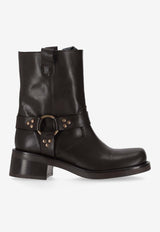 P.A.R.O.S.H Buckled Leather Ankle Boots Brown D060124MISHOE25_086