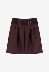 Buckled Satin Mini Skirt