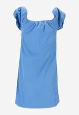 Miu Miu Off-Shoulder Mini Poplin Dress Light Blue MF6182SOOO1BMS_F0013