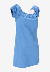 Miu Miu Off-Shoulder Mini Poplin Dress Light Blue MF6182SOOO1BMS_F0013