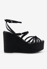 Nyra 100 Leather and Raffia Wedge Sandals