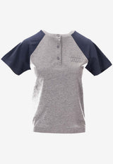 Miu Miu Henley Logo T-shirt Gray MJNA18SOOO1842_F0MZQ