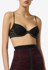 Elisabetta Franchi Jeweled Bra in Satin-Effect Black RG00357E2_110