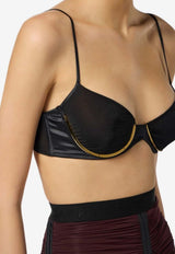 Elisabetta Franchi Jeweled Bra in Satin-Effect Black RG00357E2_110