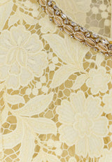Self-Portrait Crystal Embellished Floral Lace Blouse Yellow SS26096TAYYELLOW_Yellow_42176892