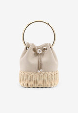 Jimmy Choo Bon Bon Raffia and Canvas Handbag Almond BONBONBRTALMONDMIX_Almondmix_40005352