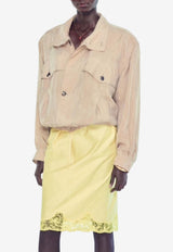 Saint Laurent Lace-Trimmed Drawstring Skirt Yellow 856886Y7J24_7000