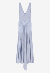 Self-Portrait V-neck Maxi Dress Light Blue SS26250XBLBLUE_Blue_42176874