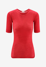Versace Ribbed Crewneck T-shirt Red 10245061A175481RB30_LipstickRed_57986461