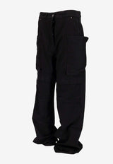 Rick Owens DRKSHDW Stefan Wide-Leg Brushed Cargo Jeans Black DU02E7368CL_09