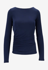 Elisabetta Franchi Boat Neck Open-Back Top Blue MD01352E2_DC8