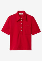 Miu Miu Embroidered-Logo Polo T-shirt Ruby MT2204SOOO14OA_F0041