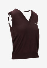 Miu Miu V-neck Wool Knit Vest Brown MMV209SOOO14RH_F0324