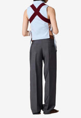 Miu Miu Intarsia Logo Ribbed Knit Vest Burgundy MMV378SOOO19RL_F0399