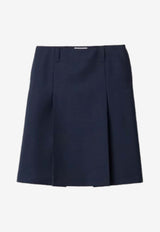 Miu Miu Pleated Knee-Length Skirt Navy MG2675SOOO12I1_F0124
