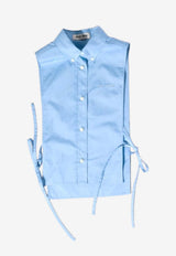 Miu Miu Cut-Out Cropped Logo Top Light Blue MK2024SOOO19SE_F0076
