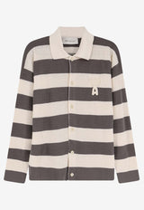 AMI PARIS Embroidered Ami De Stripe Shirt Beige HKC390KN0153A152_BLANC CREME/CARBONE_48013896