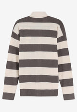 AMI PARIS Embroidered Ami De Stripe Shirt Beige HKC390KN0153A152_BLANC CREME/CARBONE_48013896