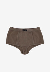 Miu Miu Ribbed Knit Boxer Shorts Khaki SP9445SOOO1464_F0161