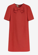 Valentino Bow-Embellished Mini Dress Red 8B0VAKG01CFFE7_Geranio_42176791