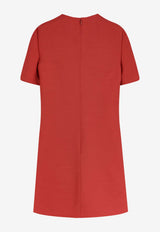 Valentino Bow-Embellished Mini Dress Red 8B0VAKG01CFFE7_Geranio_42176791