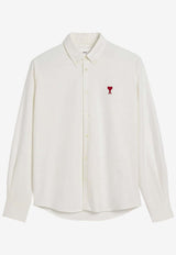 AMI PARIS Ami De Coeur Long-Sleeved Shirt White BFUSH063CO0031_168