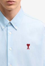 AMI PARIS Ami De Coeur Long-Sleeved Shirt Light Blue BFUSH063CO0031_450