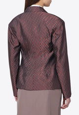 Dries Van Noten Striped Double-Breasted Blazer Burgundy 104011220/Q_DRVNO-358
