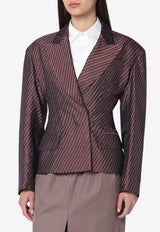 Dries Van Noten Striped Double-Breasted Blazer Burgundy 104011220/Q_DRVNO-358