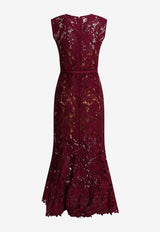 Self-Portrait Floral Lace Midi Dress Burgundy RS26167MABUBURGUNDY_Purple_42176716