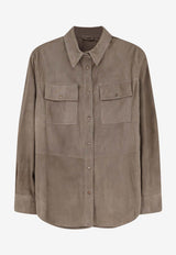 Brunello Cucinelli Long-Sleeved Suede Shirt Brown MPCAL7436C8850_Safari_40000170