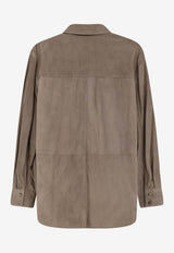 Brunello Cucinelli Long-Sleeved Suede Shirt Brown MPCAL7436C8850_Safari_40000170