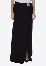 Valentino VLogo Wool and Silk Maxi Skirt Black 5B3RABP5-1CF-0NO